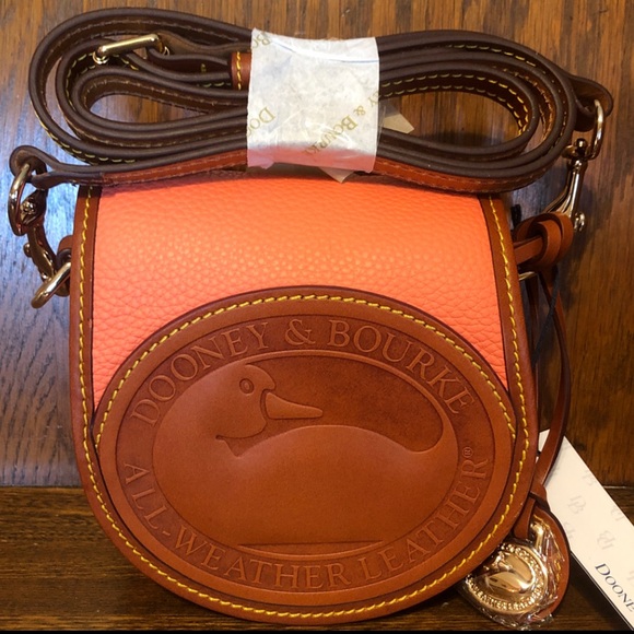 NWT-Dooney & Bourke-All Weather Leather 2 Duck🦆Bag-Coral-Dust Bag-$238 - Picture 1 of 16
